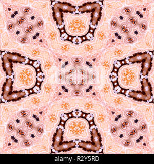 Riflessa ripetuta di pattern seeamless da una foto di una fetta lucidato di Jasper (opaco, a grana fine forma di calcedonio) Foto Stock