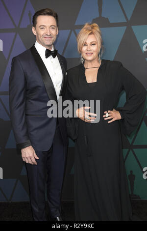 Hugh Jackman e Deborra-lee Furness frequentare l'Accademia 2018 Governatori annuale Premi di Ray Dolby sala da ballo a Hollywood & Highland Center a Hollywood, CA, domenica 18 novembre, 2018. Foto Stock