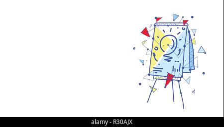 Lavagna a fogli mobili icona info business graphic analisi finanziaria il concetto di dati schizzo doodle orizzontale piatta isolata Illustrazione Vettoriale