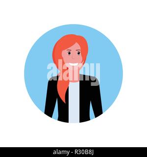 Imprenditrice faccia avatar business donna lavoratore di ufficio femmina carattere cartoon piatto verticale isolato Illustrazione Vettoriale