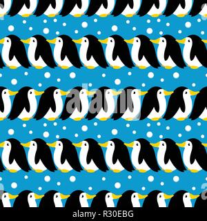 Modello senza cuciture con molti piccoli pinguini. vettore Illustrazione Vettoriale