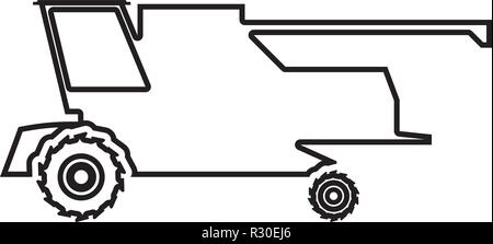 Mietitrice agricola per il lavoro sul campo icona della mietitrebbia colore nero vettore I stile piatto semplice contorno immagine Illustrazione Vettoriale