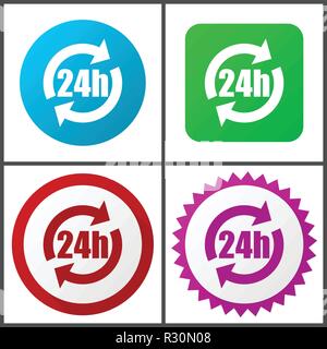 24h vettore set di icone in formato eps 10 Illustrazione Vettoriale