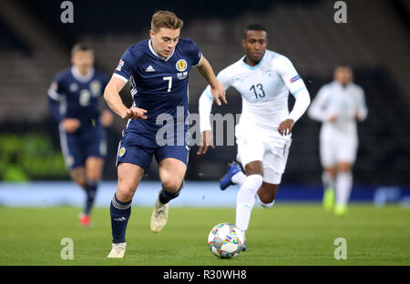 Scozia James Forrest in azione durante la UEFA lega delle nazioni, gruppo C1 corrisponde all'Hampden Park, Glasgow. Foto Stock