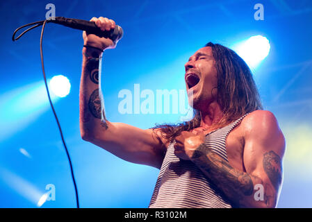 Barcellona - agosto 26: Incubus (heavy metal rock band) eseguire in concerto presso il Razzmatazz stadio su agosto 26, 2018 a Barcellona, Spagna. Foto Stock