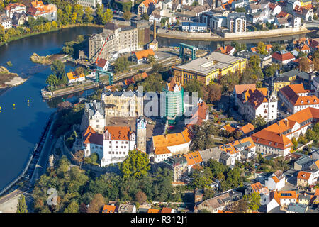 Vista aerea, panoramica Museum, castello Bernburg, Schloßstraße, Saaleufer orientale, Bernburg, cerchio Paderborn, Sassonia-Anhalt, Germania, Europa ,, DEU, Eur Foto Stock