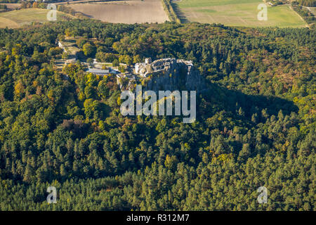 Luftbild, Regenstein Castello e fortezza, Am Platenberg, Blankenburg (Harz), Blankenburg, Paderborn, Sassonia-Anhalt, Germania, Europa ,, DEU, Europa, bi Foto Stock