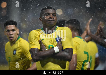 Andare - Goiania - 11/20/2018 - squadra amichevole sotto 20, Brasile v Colombia - Lincoln del Brasile festeggia il suo obiettivo durante una partita contro la Colombia in Olimpico per il [COMPETI O] campionato. Foto: Andre Borges / AGIF Foto Stock