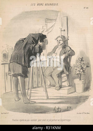 Posizione réputée la plus commode pour un Portrait au daguerréotype. Data: 24 luglio 1847. Medium: litografia. Museo: National Gallery of Art di Washington DC. Autore: Honoré Daumier. Foto Stock