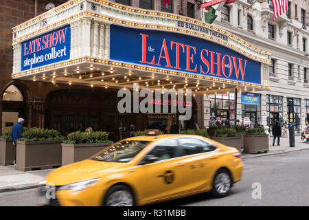 CBS Late Show Marquee alla Ed Sullivan Theater, NYC Foto Stock