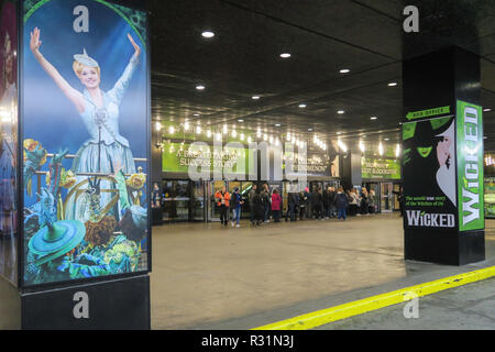 Empio il musical, ingresso della metropolitana al Gershwin Theater, NYC, STATI UNITI D'AMERICA Foto Stock