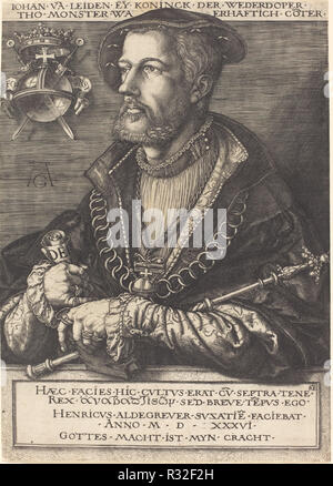 Jan van Leyden. Dimensioni: foglio (rifilato entro la piastra mark): 31,7 x 22,6 cm (12 1/2 x 8 7/8 in.). Medium: incisione. Museo: National Gallery of Art di Washington DC. Autore: Heinrich Aldegrever. Foto Stock