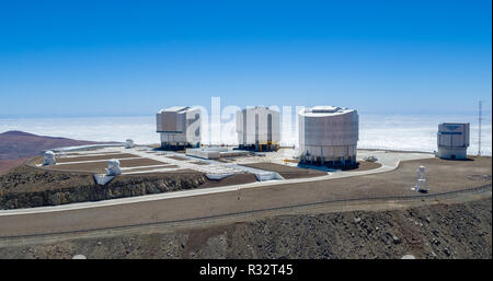 Nel Deserto di Atacama nel Cile, vista aerea dell'Osservatorio sul Paranal hill Foto Stock