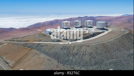 Nel Deserto di Atacama nel Cile, vista aerea dell'Osservatorio sul Paranal hill Foto Stock