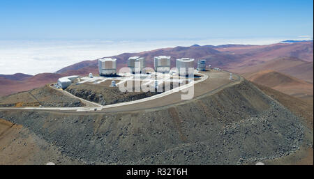 Nel Deserto di Atacama nel Cile, vista aerea dell'Osservatorio sul Paranal hill Foto Stock