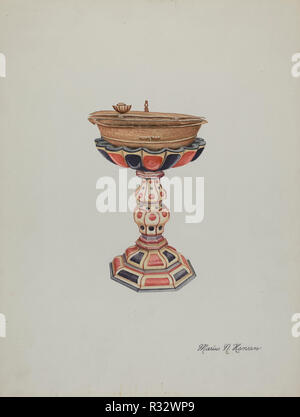 Fonte Battesimale & Stand. Data: c. 1939. Dimensioni: complessivo: 35,6 x 26,8 cm (14 x 10 9/16 in.) originale IAD Oggetto: 42 1/4' alta; 31 1/4" di diametro. Medium: acquerello e grafite su carta. Museo: National Gallery of Art di Washington DC. Autore: Marius Hansen. Foto Stock