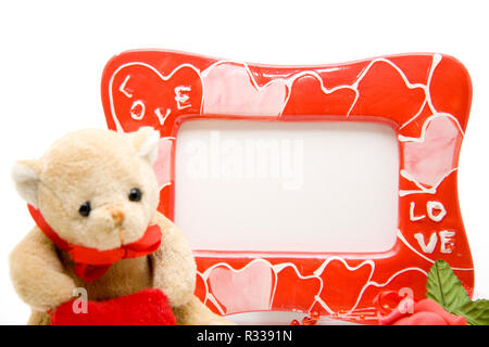 Cornice per foto con Teddy bear Foto Stock