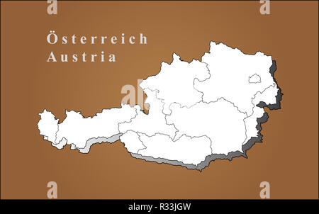 Mappa austria / Austria mappa Foto Stock