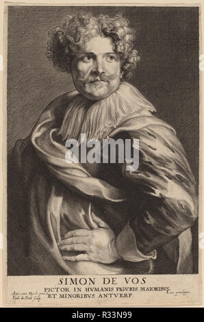 Simon de Vos. Data: probabilmente 1626/1641. Medium: incisione. Museo: National Gallery of Art di Washington DC. Autore: Paulus Pontius dopo Sir Anthony van Dyck. Foto Stock