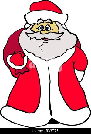 Babbo Natale su sfondo bianco. 2018-2019 ANNI. Vektor Illustrazione Vettoriale