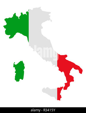 Mappa e bandiera di Italia Foto Stock