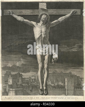 Cristo morente sulla croce. Data: c. 1650. Dimensioni: piastra: 76 x 63,5 cm (29 15/16 x 25 in.) foglio: 76,2 x 64,2 cm (30 x 25 1/4 in.). Medium: attacco a partire da due piastre su due fogli di carta vergata. Museo: National Gallery of Art di Washington DC. Autore: Jean Morin, dopo Philippe de Champaigne. Foto Stock