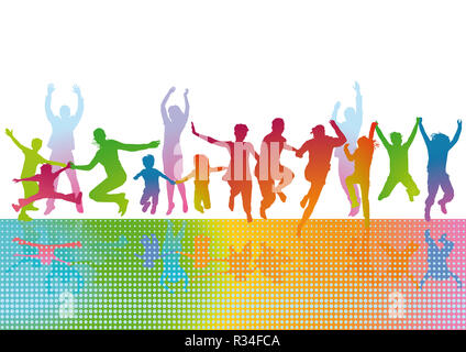 Genitori felici con i bambini Foto Stock