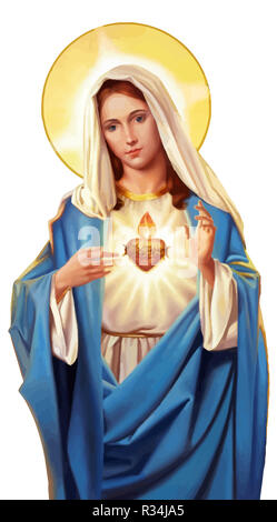 Cuore immacolato della Vergine Maria fede sacra religione santa illustrazione Foto Stock