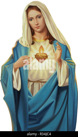 Cuore immacolato della Vergine Maria fede sacra religione illustrazione Foto Stock