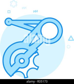 In bici o in bicicletta il deragliatore posteriore piatta icona Vettore, simbolo pittogramma, segno. Blue Design monocromatico. Corsa modificabile Illustrazione Vettoriale