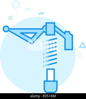In bici o in bicicletta Sospensione Posteriore Ammortizzatore piatto icona Vettore, simbolo segno. Blue Design monocromatico. Corsa modificabile Illustrazione Vettoriale
