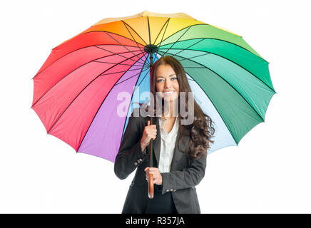 Imprenditrice con ombrellone Foto Stock