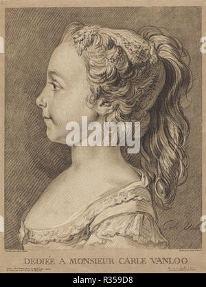 Marie-Rosalie Vanloo. Data: c. 1764. Dimensioni: complessivo: 40 x 30,2 cm (15 3/4 x 11 7/8 in.) di immagine: 35,5 x 28,9 cm (14 x 11 3/8 in.). Medium: chalk modo stampato in bianco e nero di inchiostri di colore grigio-marrone carta. Museo: National Gallery of Art di Washington DC. Autore: Louis-Marin cofano dopo Carle Van Loo. Foto Stock