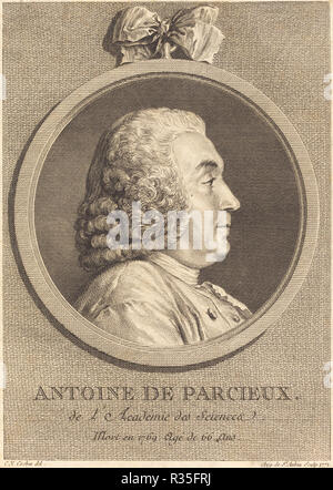 Antoine De Parcieux. Data: 1771. Dimensioni: foglio (rifilato entro la piastra mark): 18,1 x 12,8 cm (7 1/8 x 5 1/16 in.). Medium: incisione su attacco sulla carta vergata. Museo: National Gallery of Art di Washington DC. Autore: Augustin de Saint-Aubin dopo Charles-Nicolas Cochin I. Augustin de Saint-Aubin. Dopo Charles Nicolas Cochin II. Foto Stock