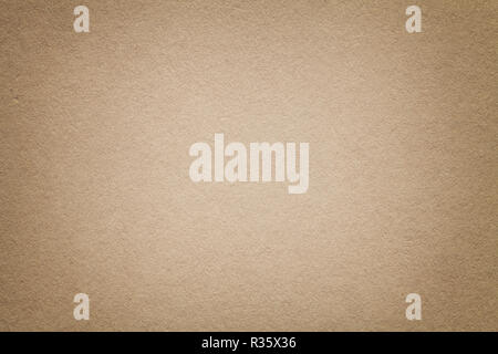 La texture di vintage beige scuro dello sfondo della carta con vignette. Struttura della fitta marrone chiaro cartone kraft con il telaio. Feltro sfondo gradiente closeu Foto Stock