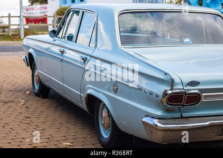 Blu polvere 1965 Dodge Dart, rock star Kurt Cobain dell'auto, concetto di celebrità, oldtimer concetto, sessanta memorabilia, persone famose, saloon, Nirvana Foto Stock