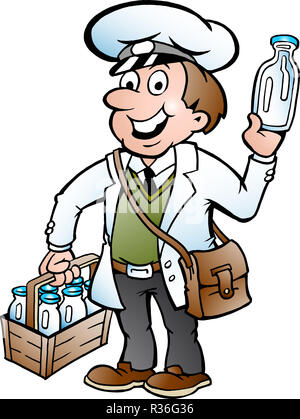 Disegnate a mano illustrazione vettoriale di un lattaio di felice Foto Stock