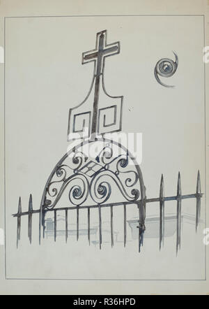 Croce di Ferro - ornamento di gate. Data: c. 1936. Dimensioni: complessivo: 35 x 24,6 cm (13 3/4 x 9 11/16 in.). Medium: acquerello e grafite su carta. Museo: National Gallery of Art di Washington DC. Autore: Arelia Arbo. Foto Stock