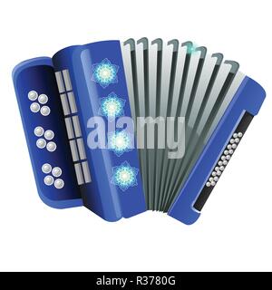 Fisarmonica blu con il simbolo del fiocco di neve modelli isolati su sfondo bianco. Campione di poster, invito alla festa e altro vettore scheda cartoon close-up illustrazione. Illustrazione Vettoriale