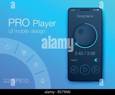 UX audio player templates Illustrazione Vettoriale