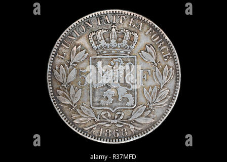 5 belga Franc Coin Foto Stock