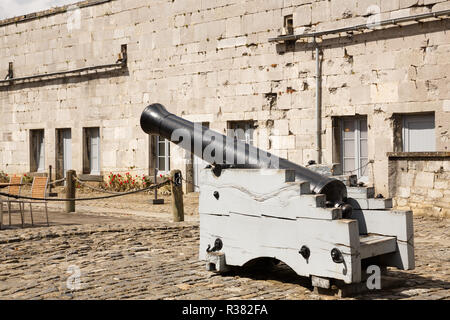 Il cortile della Cittadella con il vecchio cannone. Foto Stock