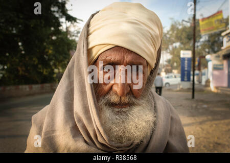 Un Sadhu ritratto. Girato a Rishikesh, India Foto Stock