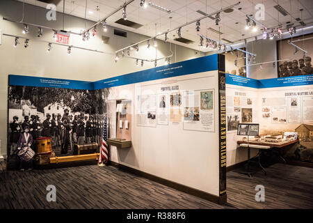 WASHINGTON DC, Stati Uniti - il Museo afroamericano della Guerra di Secessione americana, situato nel quartiere U Street di Northwest Washington DC, conserva e racconta le storie delle truppe colorate degli Stati Uniti che hanno combattuto nella guerra di secessione americana. Il museo è situato di fronte al monumento afroamericano alla guerra civile, in onore del servizio dei soldati afroamericani nell'esercito dell'Unione. Foto Stock