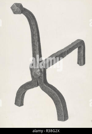 Andiron (una coppia). Data: c. 1939. Dimensioni: complessivo: 30,7 x 22,2 cm (12 1/16 x 8 3/4 in.) originale IAD Oggetto: 14 3/4' alta; 13 1/2' profonda; 7 7/8' ampia; spessore dell'albero: 7/8'. Medium: grafite su cartone. Museo: National Gallery of Art di Washington DC. Autore: Jack Staloff. Foto Stock