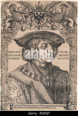 L'Imperatore Massimiliano I. datata: 1519. Dimensioni: foglio: 54,7 × 38,1 cm (21 9/16 X 15 in.). Medium: Silografia su cui la carta. Museo: National Gallery of Art di Washington DC. Autore: Hans Weiditz, II, dopo Albrecht Dürer. Dürer, Albrecht. Foto Stock