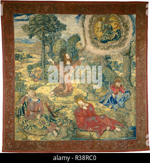 Il Giardino del Getsemani. Data: c. 1520. Dimensioni: complessivo: 368.3 x 359.4 cm (145 x 141 1/2 in.). Medium: arazzo: non tinta lana ordito; filate argento e argento-dorato, e tinti in seta e lana di trama. Museo: National Gallery of Art di Washington DC. Autore: Pieter Pannemaker io dopo Bernard van Orley. Foto Stock