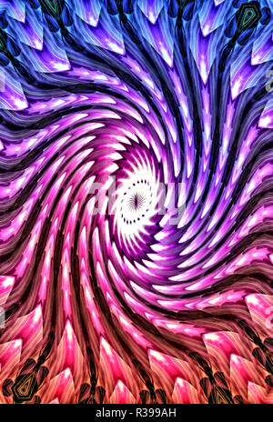 Colori vibranti asimmetrico e vorticoso caleidoscopio piegate. Foto Stock