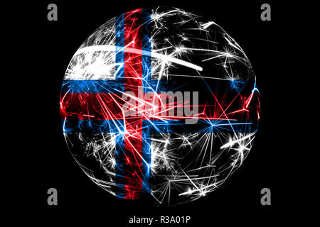 Abstract Isole Faerøer flag di spumanti, palla di Natale holiday concetto isolato su sfondo nero Foto Stock