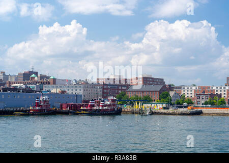 Vista mare come stai entrando in porto di Portland, Portland, Maine, Stati Uniti d'America. Foto Stock